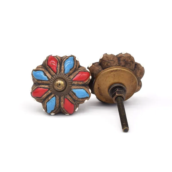 Ceramic_Hand_Painted_Red_Blue_Floral_Flower_Cabinet_Knobs