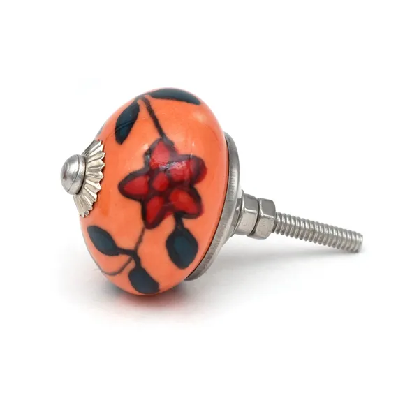 Ceramic_Artisan_Orange_Hand_Painted_Floral_Drawer_Knob