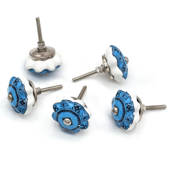 Ceramic_Traditional_Floral_Melon_Shaped_Blue_White_Cabinet_Knobs
