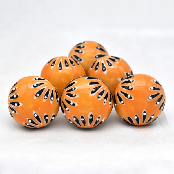 Ceramic_Artisan_Orange_Black_White_Hand_Painted_Floral_Round_Knobs