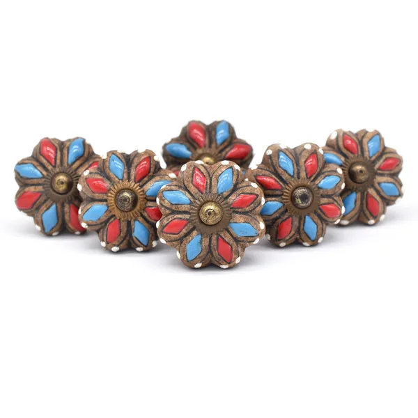 Ceramic_Hand_Painted_Red_Blue_Floral_Flower_Cabinet_Knobs