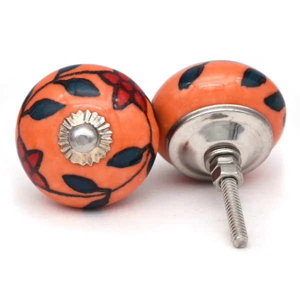 Ceramic_Artisan_Orange_Hand_Painted_Floral_Drawer_Knob