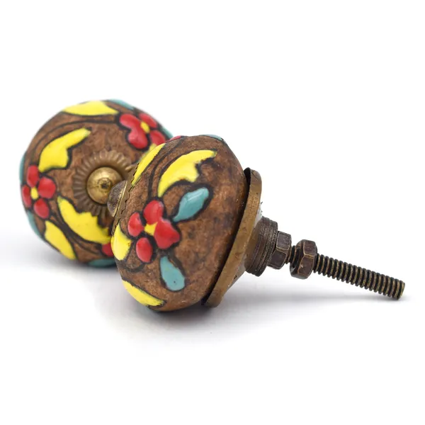 Ceramic_Bohemian_Hand_Painted_Floral_Brown_Door_Knobs