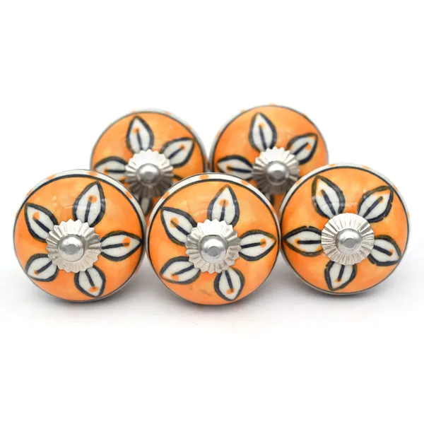 Ceramic_Traditional_Floral_Orange_Door_Knobs