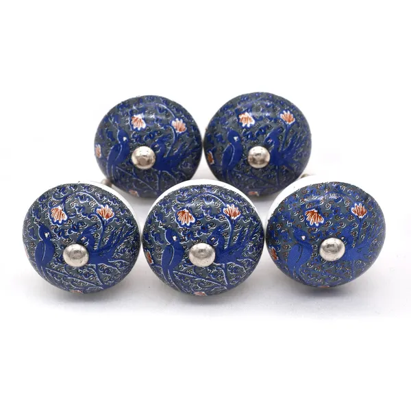 Ceramic_Traditional_Blue_Peacock_Floral_Door_Knobs