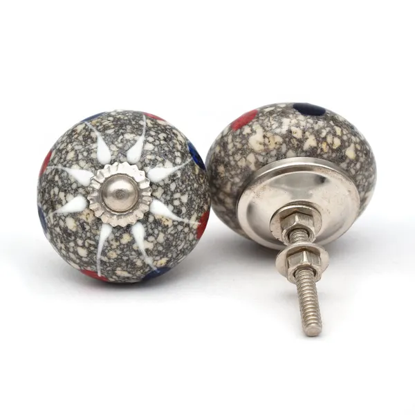 Ceramic_Vintage_Speckled_Grey_Red_Blue_Dome_Drawer_Knobs