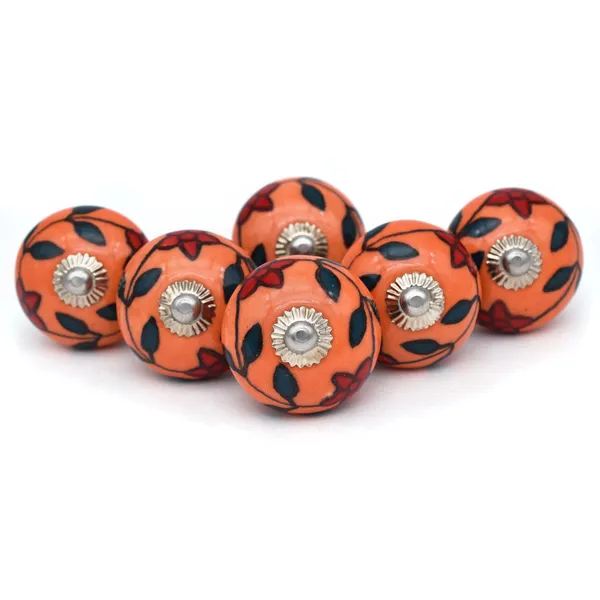 Ceramic_Artisan_Orange_Hand_Painted_Floral_Drawer_Knob