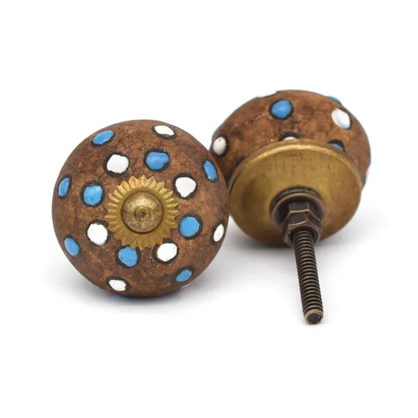 Ceramic_Bohemian_Brown_Blue_White_Polka_Dot_Cabinet_Knobs
