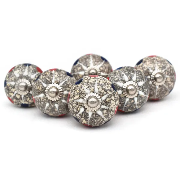 Ceramic_Vintage_Speckled_Grey_Red_Blue_Dome_Drawer_Knobs