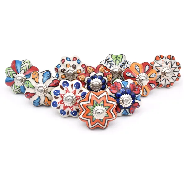 Ceramic_Bohemian_Hand_Painted_Floral_Geometric_Multicolor_Cabinet_Knobs_(set_of_12)