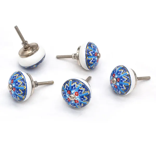 Ceramic_Decorative_Blue_Floral_Mandala_Cabinet_Knobs