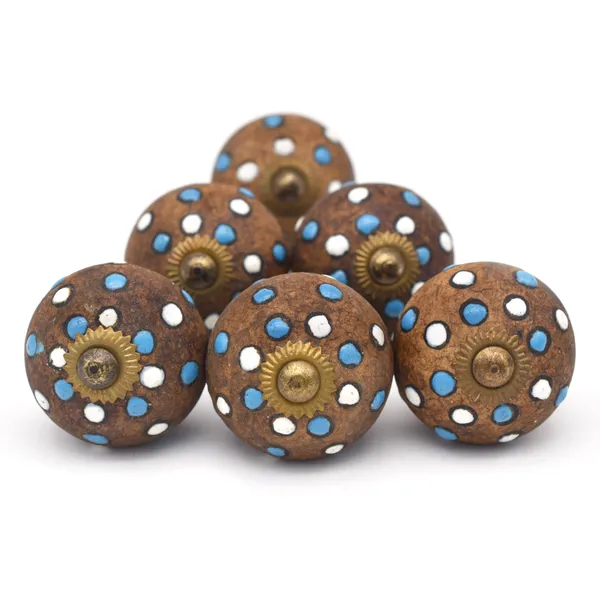 Ceramic_Bohemian_Brown_Blue_White_Polka_Dot_Cabinet_Knobs