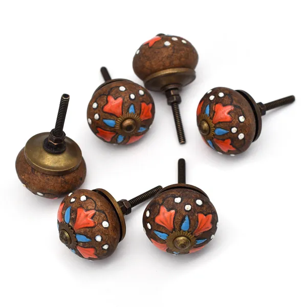 Ceramic_Traditional_Hand_Painted_Floral_Brass_Finish_Cabinet_Knobs