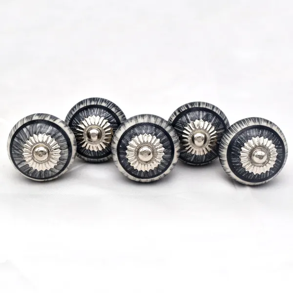 Ceramic_Vintage_Black_Grey_Striped_Dome_Cabinet_Knobs