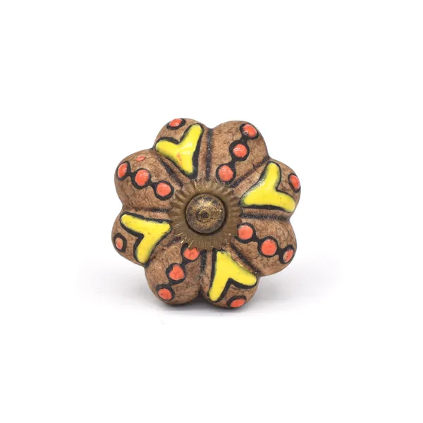 Ceramic_Rustic_Brown_Yellow_Floral_Hand_Painted_Door_Knobs