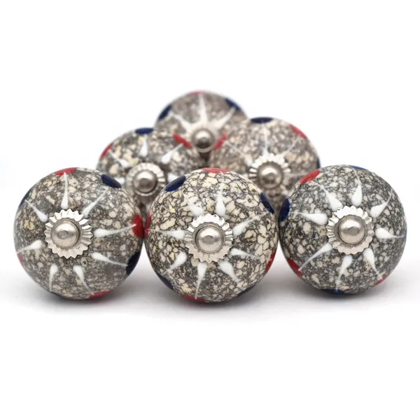 Ceramic_Vintage_Speckled_Grey_Red_Blue_Dome_Drawer_Knobs