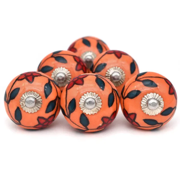 Ceramic_Artisan_Orange_Hand_Painted_Floral_Drawer_Knob