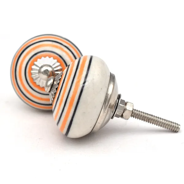Ceramic_Retro_White_Orange_Black_Concentric_Stripe_Cupboard_Knobs
