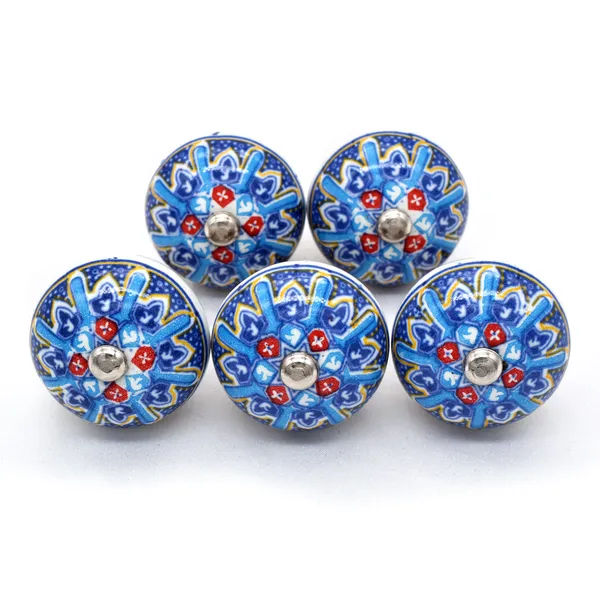 Ceramic_Decorative_Blue_Floral_Mandala_Cabinet_Knobs