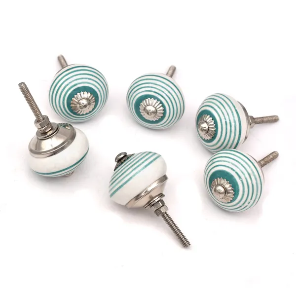 Ceramic_Coastal_White_Teal_Striped_Round_Drawer_Knobs