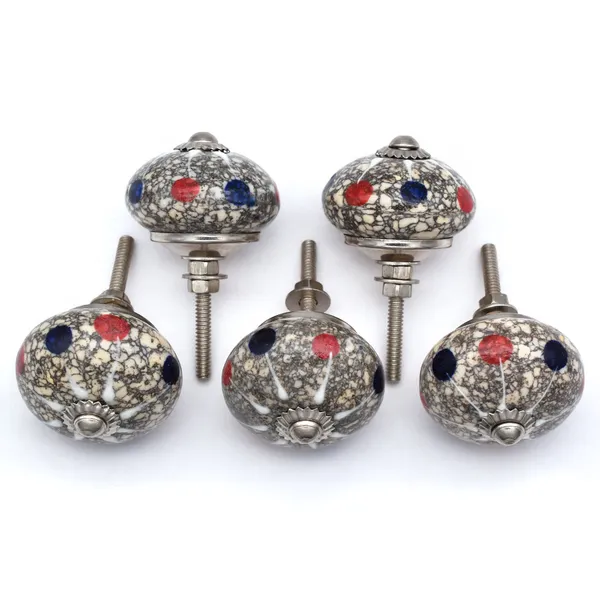 Ceramic_Vintage_Speckled_Grey_Red_Blue_Dome_Drawer_Knobs