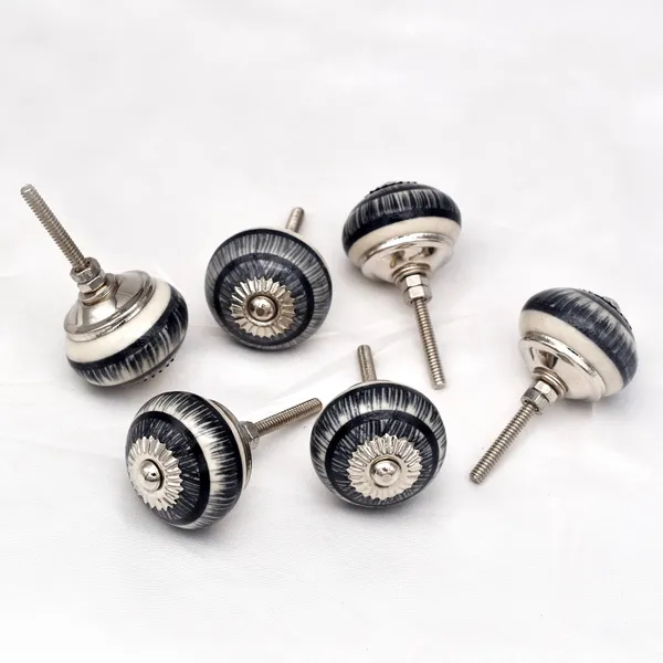 Ceramic_Vintage_Black_Grey_Striped_Dome_Cabinet_Knobs