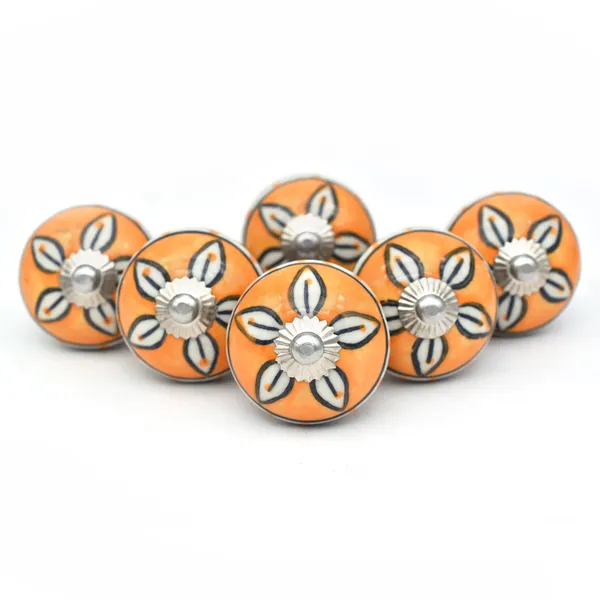 Ceramic_Traditional_Floral_Orange_Door_Knobs