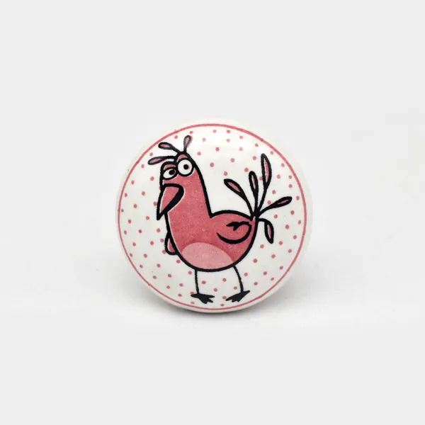 Ceramic_Whimsical_Pink_Bird_Polka_Dot_Round_Drawer_Knobs