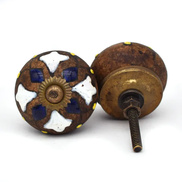 Ceramic_Vintage_Brown_Blue_Melon_Shape_Cabinet_Knobs