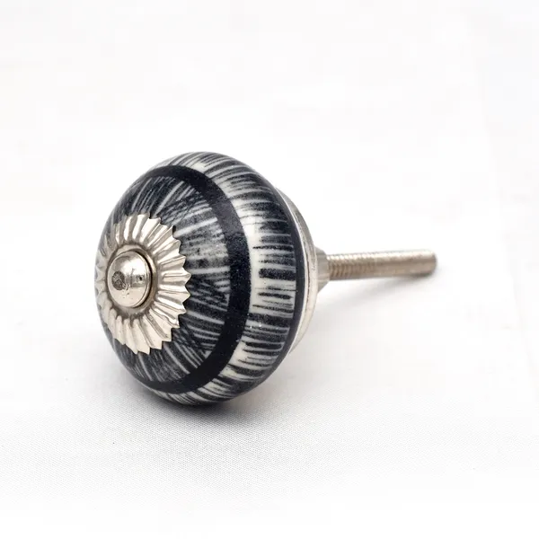 Ceramic_Vintage_Black_Grey_Striped_Dome_Cabinet_Knobs