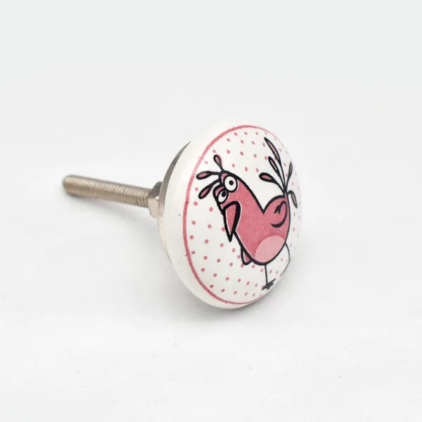 Ceramic_Whimsical_Pink_Bird_Polka_Dot_Round_Drawer_Knobs