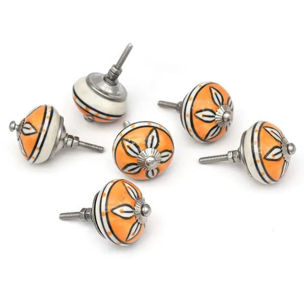 Ceramic_Traditional_Floral_Orange_Door_Knobs