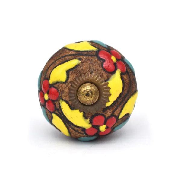 Ceramic_Bohemian_Hand_Painted_Floral_Brown_Door_Knobs