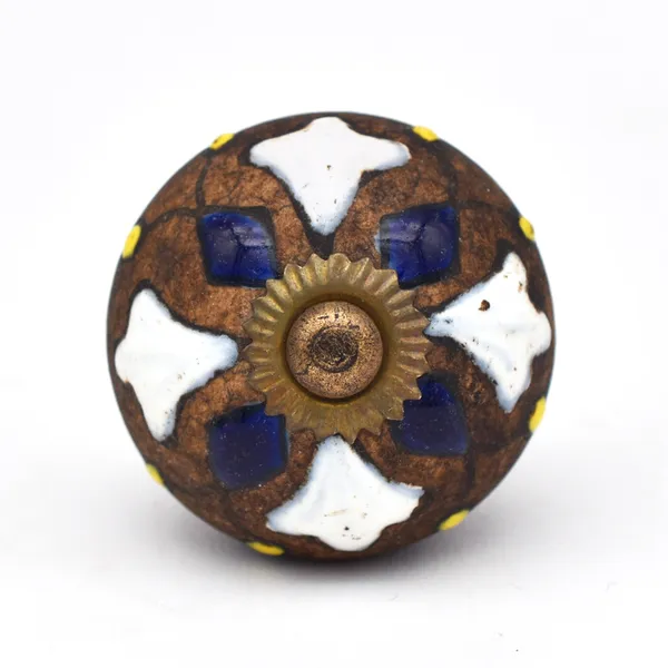Ceramic_Vintage_Brown_Blue_Melon_Shape_Cabinet_Knobs