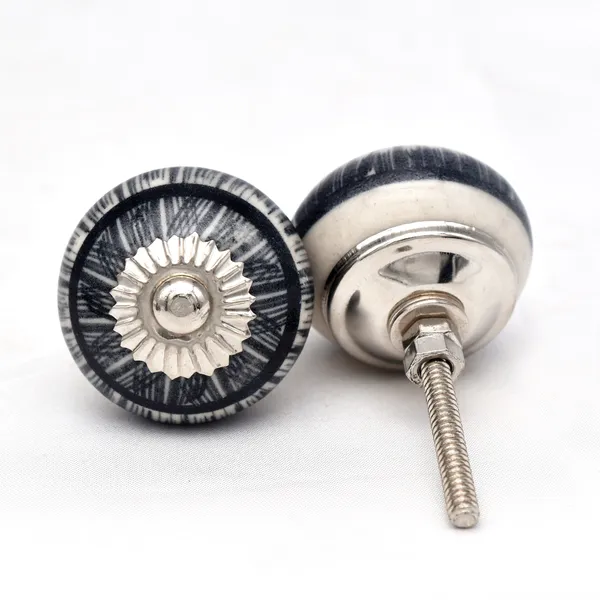 Ceramic_Vintage_Black_Grey_Striped_Dome_Cabinet_Knobs