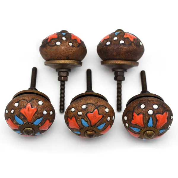 Ceramic_Traditional_Hand_Painted_Floral_Brass_Finish_Cabinet_Knobs