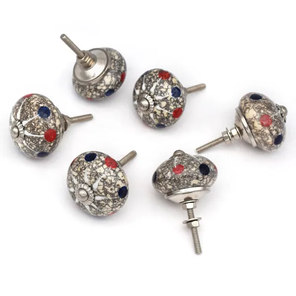 Ceramic_Vintage_Speckled_Grey_Red_Blue_Dome_Drawer_Knobs