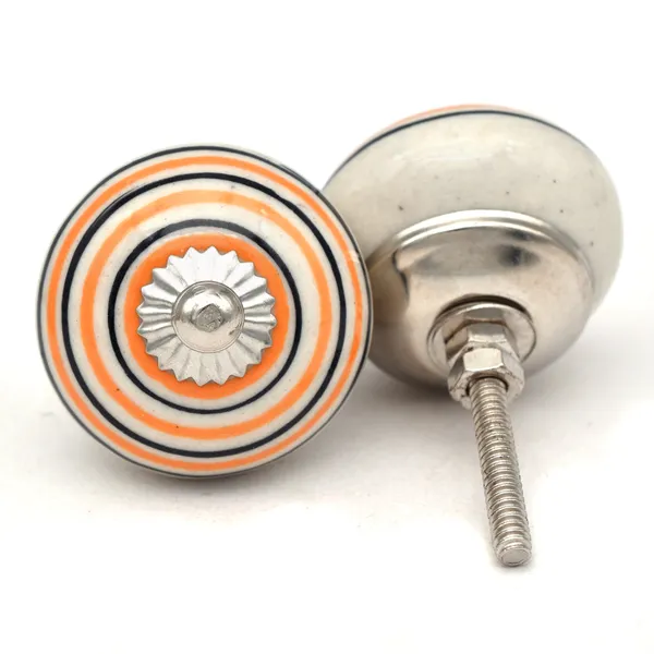 Ceramic_Retro_White_Orange_Black_Concentric_Stripe_Cupboard_Knobs