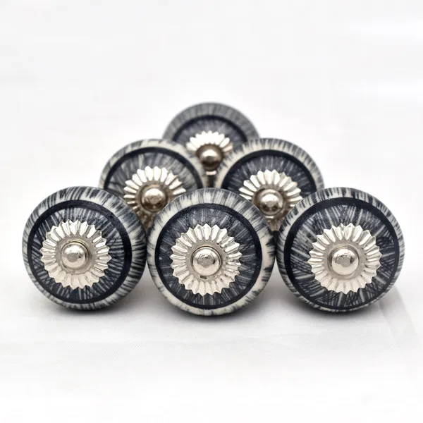 Ceramic_Vintage_Black_Grey_Striped_Dome_Cabinet_Knobs