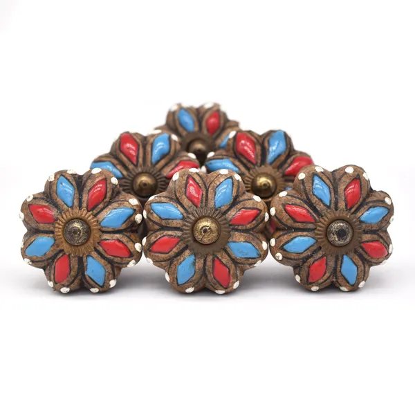 Ceramic_Hand_Painted_Red_Blue_Floral_Flower_Cabinet_Knobs
