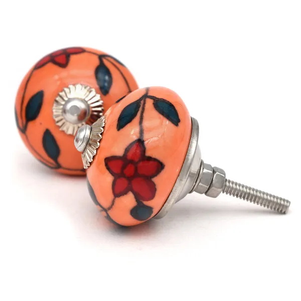 Ceramic_Artisan_Orange_Hand_Painted_Floral_Drawer_Knob