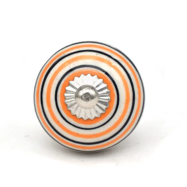 Ceramic_Retro_White_Orange_Black_Concentric_Stripe_Cupboard_Knobs