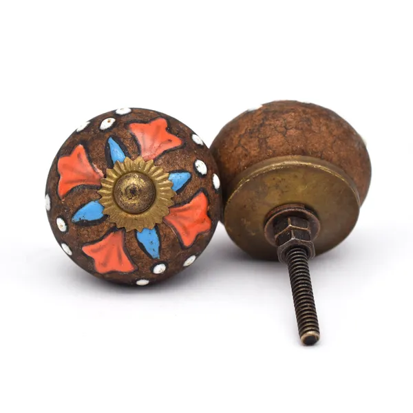 Ceramic_Traditional_Hand_Painted_Floral_Brass_Finish_Cabinet_Knobs