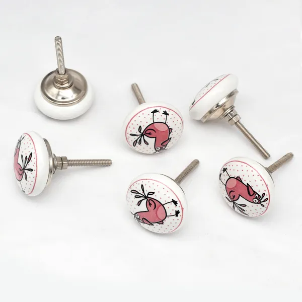Ceramic_Whimsical_Pink_Bird_Polka_Dot_Round_Drawer_Knobs