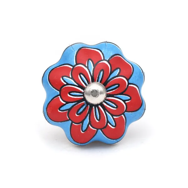 Ceramic_Hand_Painted_Red_Blue_Floral_Drawer_Knob