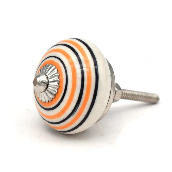 Ceramic_Retro_White_Orange_Black_Concentric_Stripe_Cupboard_Knobs