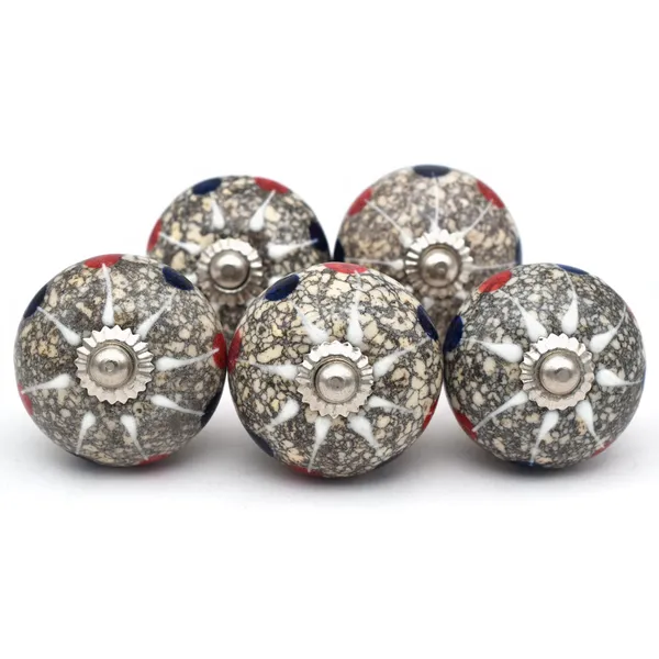 Ceramic_Vintage_Speckled_Grey_Red_Blue_Dome_Drawer_Knobs