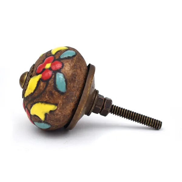 Ceramic_Bohemian_Hand_Painted_Floral_Brown_Door_Knobs