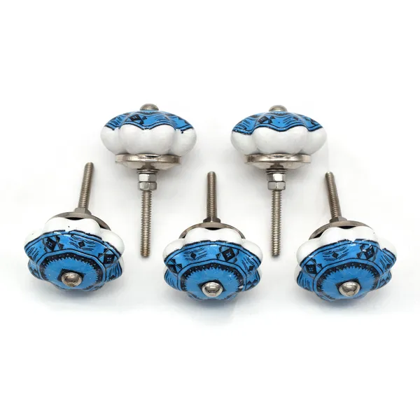 Ceramic_Traditional_Floral_Melon_Shaped_Blue_White_Cabinet_Knobs