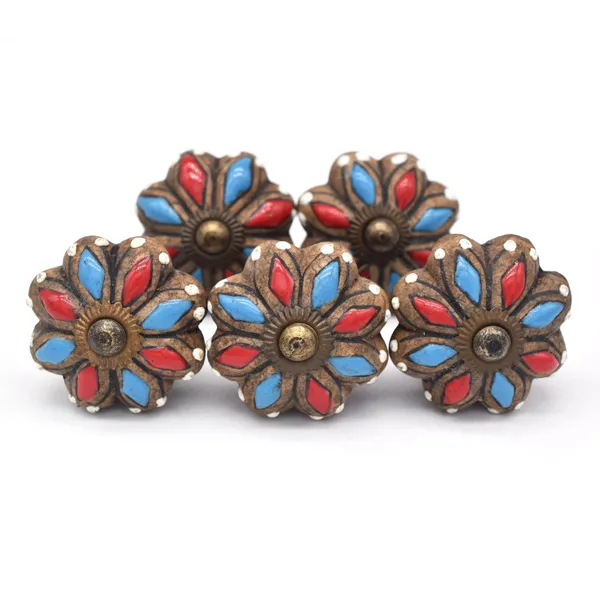Ceramic_Hand_Painted_Red_Blue_Floral_Flower_Cabinet_Knobs